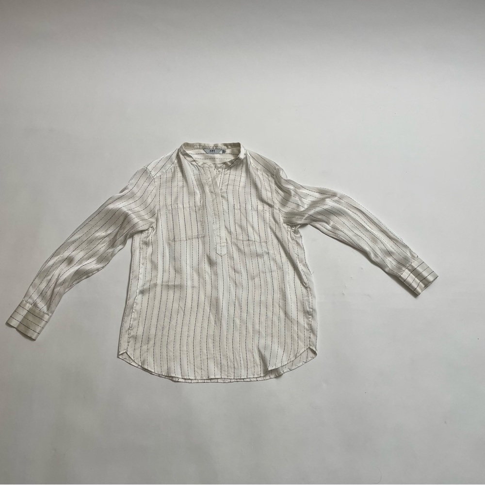 MEILLEUR MOMENT silk pinstripe button down blouse
